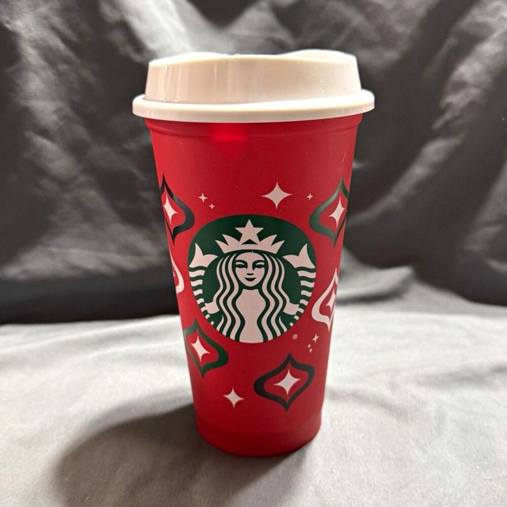 Starbucks Reusable Cup Red/White/Green with White Lid Coffee & Tea Theme